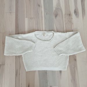 Cropped Cream Knit Sweater M